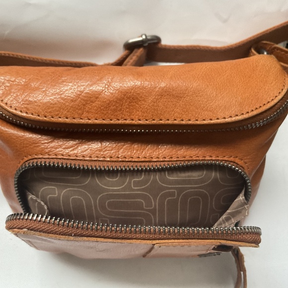 Spikes & Sparrows  Waist Bag Crossbody Leather Cognac Front Back Zip Pockets - Picture 5 of 9